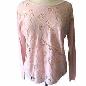 J Jill‎ Pink Eyelet Pullover Sweater Size Small EUC